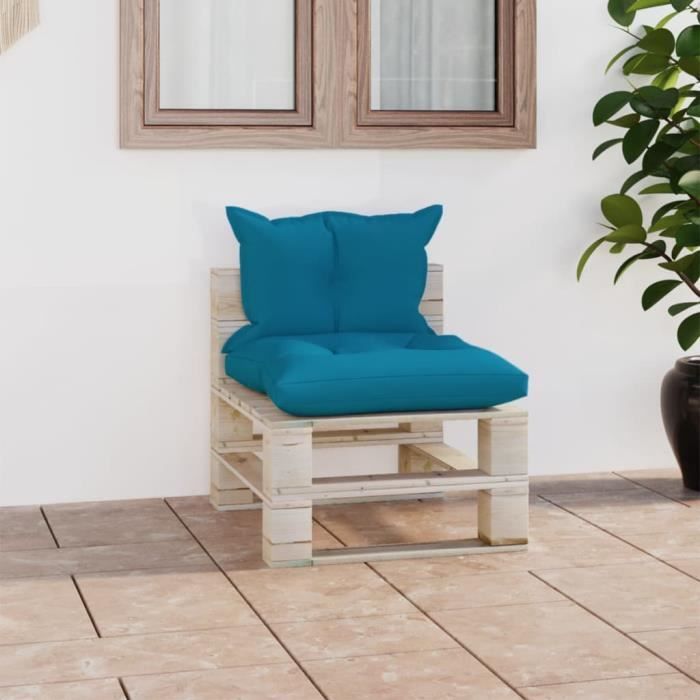 canapé de jardin en bois de pin avec coussins - cdiscount's choix - palette - bleu