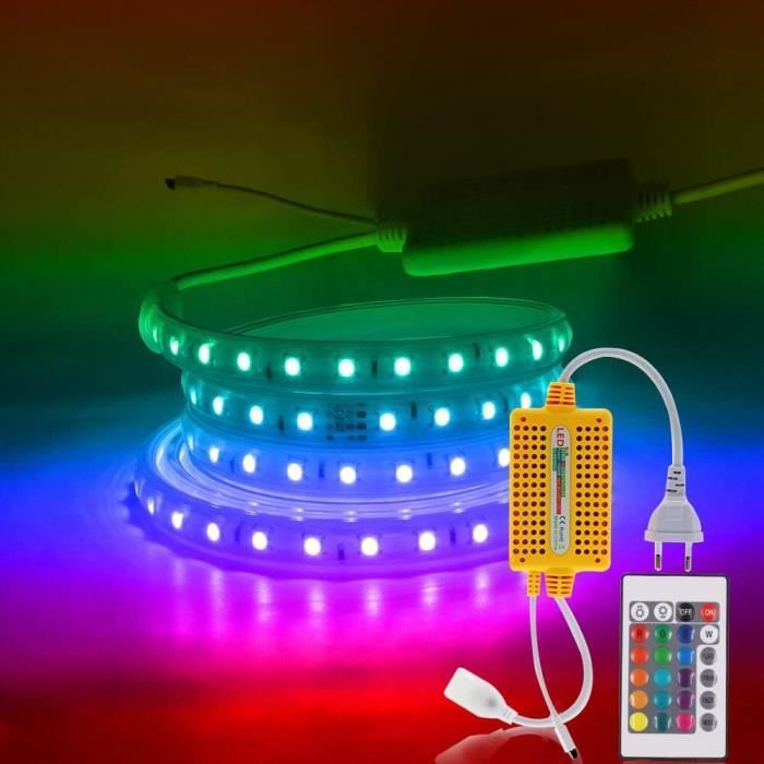 Ruban à LED 15M Etanche, HLS® WIFI Bande LED RGB 12V, Multicolore