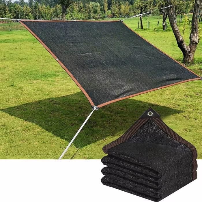 Voile dOmbrage - 3 x 6 m - 90% Taux dOmbrage - Protection Anti-UV - Noir
