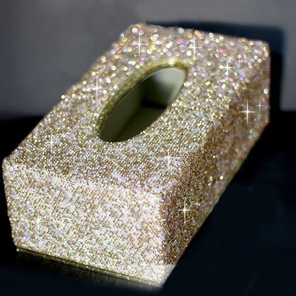 Housse Boîte à Mouchoirs En Cuir Strass - Déco Bureau/Voiture (Rose)