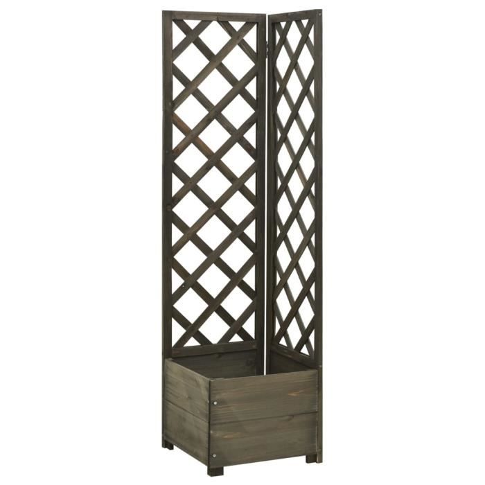 economique jardiniere d angle en treillis gris 40x40x150 cm bois de sapin 5619 cdiscount jardin