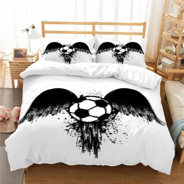 Housse De Couette 240x260 Football Imprimée Microfibre Parure De Lit 2