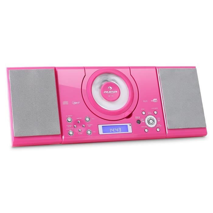 Auna Mini Chaine Stereo Bluetooth Tuner Numérique Lecteur CD MP3 USB AUX Télécommande 