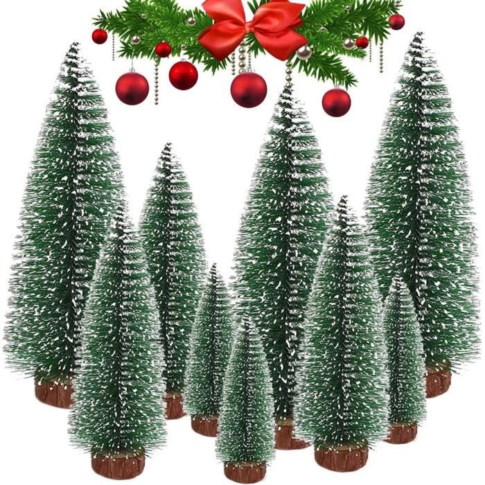 6 Pcs Sapin de Noël Miniature Mini Sapin de Noël Artificiel Mini Sisal Arbres avec Base en Bois Arbre de Noël Miniature Idéal pour Décoration Noël Chambre Loisir Créatif de Noël 4 Tailles