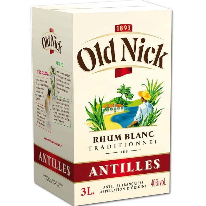 Bag in Box de Rhum Blanc Old Nick 40% 300cl - La cave Cdiscount