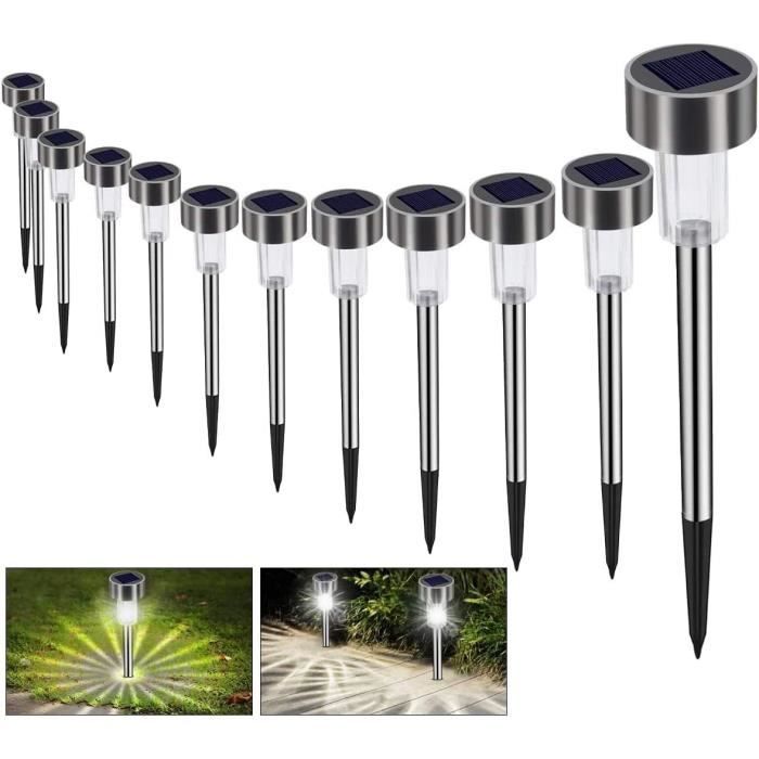 Lot 8 Lampes Solaires LED Extérieur - Spots Jardin IP65 8 Lumières Blanc Froid - Hqynss