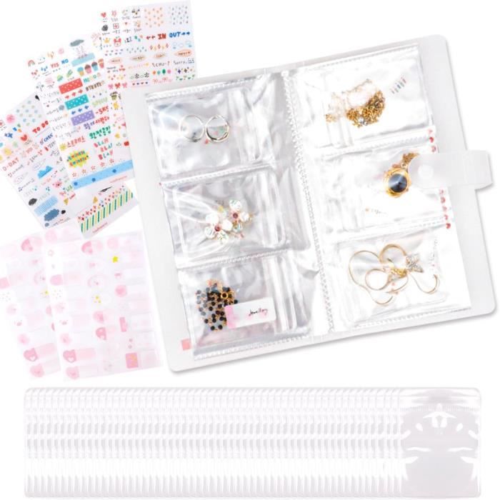 SIMIN Livre De Rangement Transparent Pour Bijoux - Organisateur Voyage Avec 160 Grilles + 100 Pochettes - Protection Anti-Oxydation