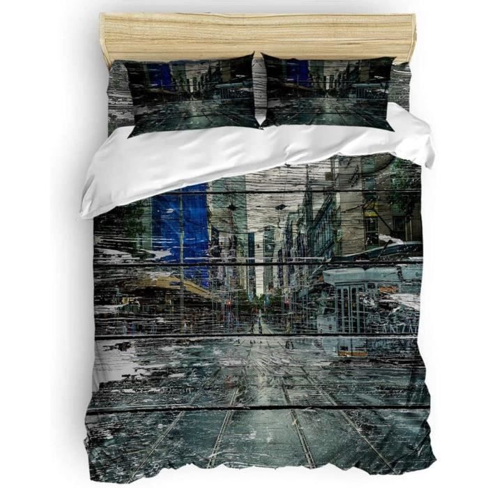 Parure De Lit Microfibre AYSW 3 Pièces 220x240cm | Housse Couette + 2 Taies 65x65cm | 16 Couleurs Au Choix