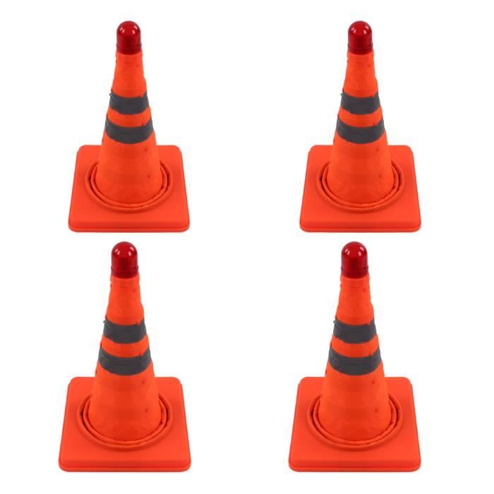Cônes De Signalisation Routière Orange Et Blanc 50 Cm - Lot De 4 Pièces - PVC Solide - Marque Ecd Germany