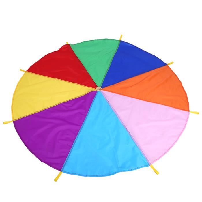 Parachutes de gymnastique, parachute pour enfants avec 8 poignées, parachute arcenciel de jeu