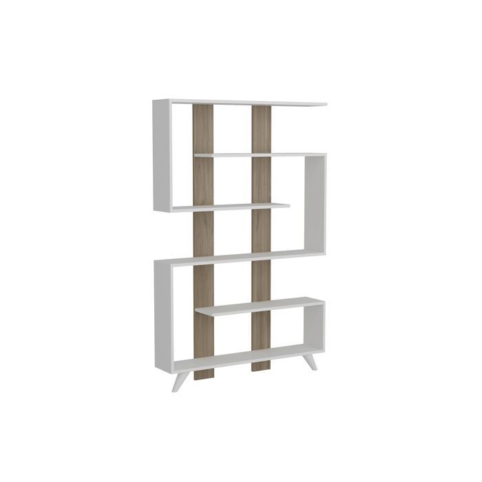Toilinux - Etagère bibliothèque design scandinave Rain - L. 120 x H. 162 cm - Blanc Toilinux - Etagère bibliothèque design scandinave Rain - L. 120 x H. 162 cm - Blanc