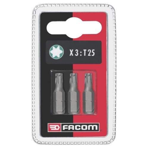 Jeu de 3 embouts standards série 1 Torx FACOM EX1 Pour vissage manuel