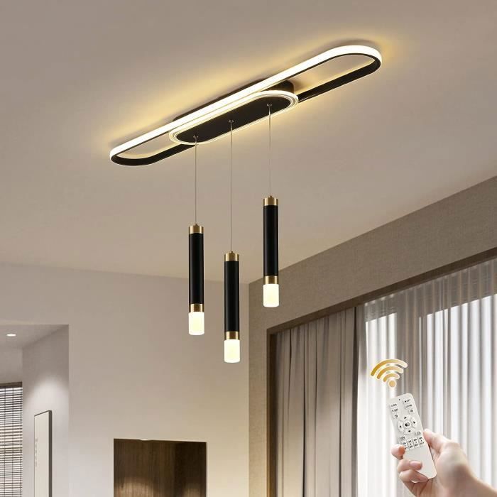 Plafonnier LED GANEED - Lustre Noir Dimmable avec Télécommande - 3000K-6000K 62W