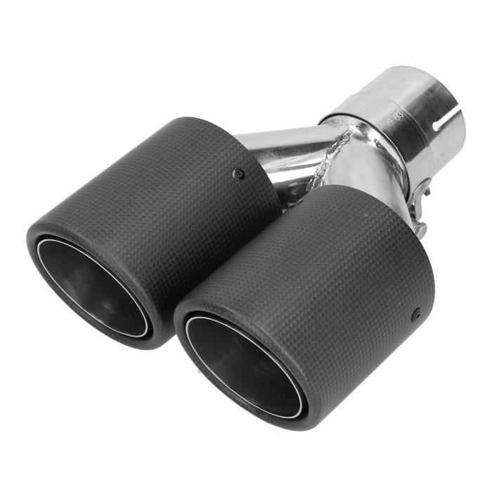 Embout D'Échappement Universel 63mm Double Couche Acier Inoxydable Noir - Sortie 101mm