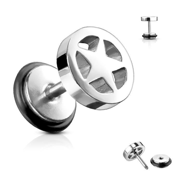 Faux Piercing Plug Oreille étoile noir