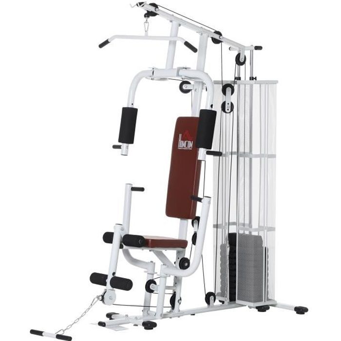 Station Fitness Musculation Multifonction Machine Sport Corps Gym Appareil Blanc 