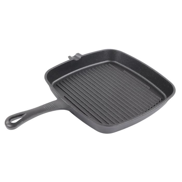 Poêle à Griller Carré 24 Cm Avec Couvercle - Revêtement Anti-adhésif Pierre Médicale - Poignée Amovible - Compatible Induction - 9