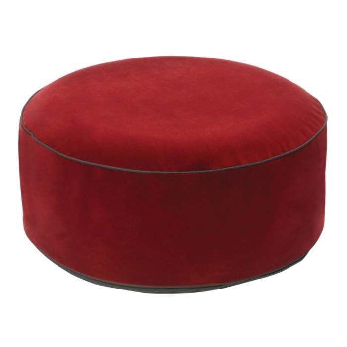 pouf gonflable velours - couleur:rouge