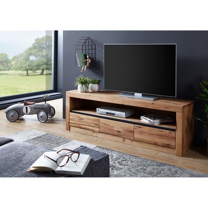 Meuble Tv Bois Massif De Chene Sauvage Huile Bois Naturel