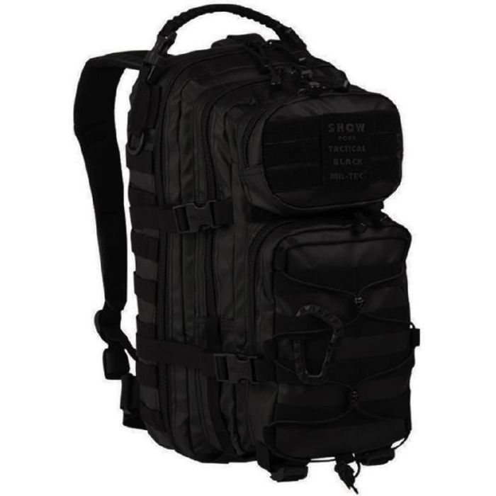 sac a dos d'assaut us tactique noir etanche petit modele 20 litres serie tactical black miltec