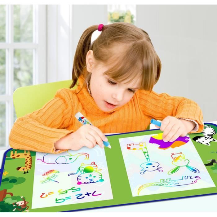 Aquadoodle Tapis De Dessin à Eau – 80x100 Cm, Réutilisable, Océan, 13 Outils, Dès 1 An