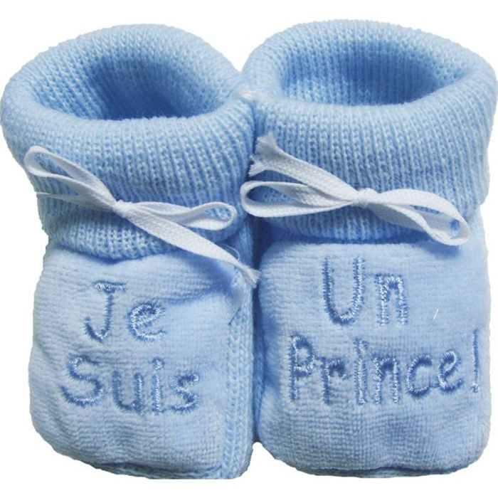 Jolis Chaussons bébé bleus brodé Petit Prince