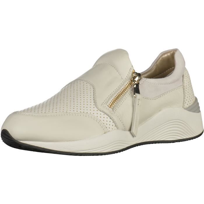 Geox Sneaker Femme - GEOX - Fermeture à glissière - Cuir blanc - Talon plat 2cm