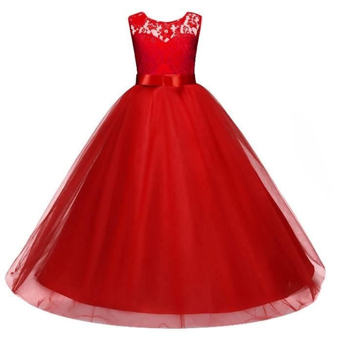 10 Pieces Fille Robes Nouvelles Filles D Anniversaire De Mariage Parti Pageant Long Princesse Robe Enfant Costume Enfants Vetements Rouge Achat Vente Robe Cdiscount