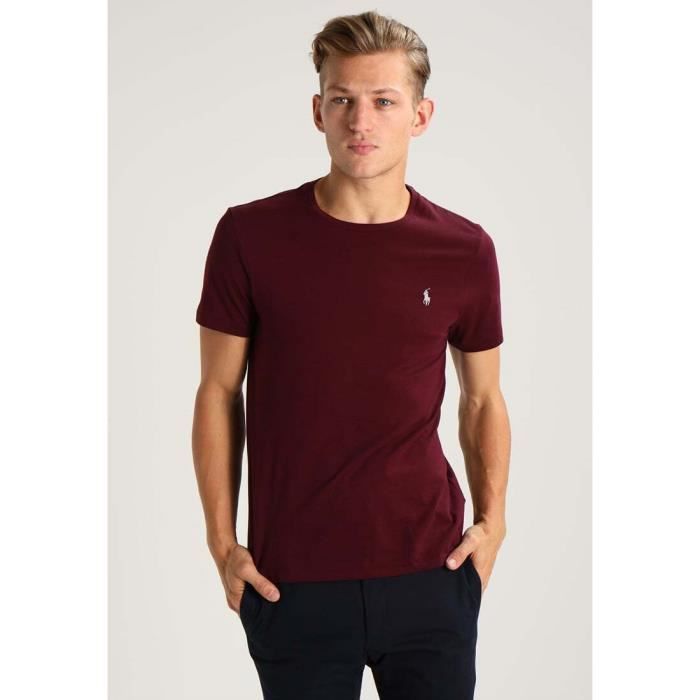 TSHIRT RALPH LAUREN COL ROND HOMME Bordeaux Cdiscount Pr t Porter