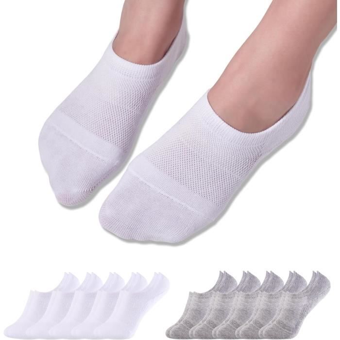 Chaussettes Basses Hommes 10 Paires Invisible Socquettes Antiglisse de  Sport en Coton