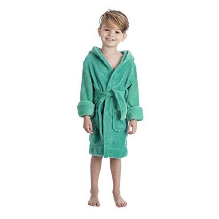 Elowel Robe De Chambre A Capuche Pour Enfants Garcons Filles Vert