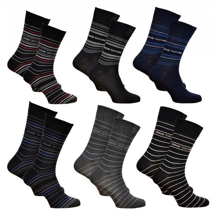 Chaussettes homme - Sergio Tacchini - Pack de 6 paires - Confort en Coton - Multicolore - Tailles 39/46 Chaussettes homme - Sergio Tacchini - Pack de 6 paires - Confort en Coton - Multicolore - Tailles 39/46