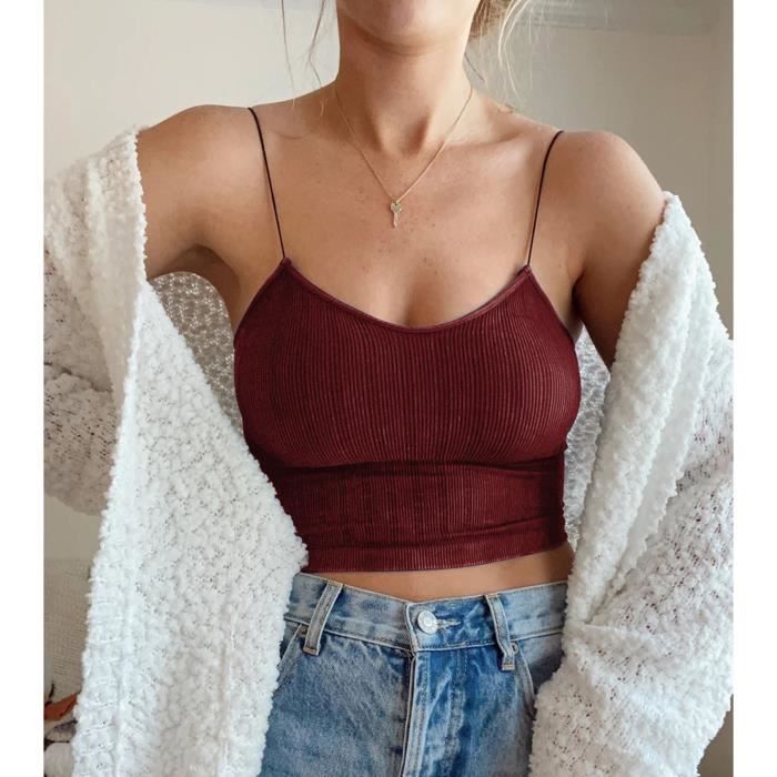 Débardeurs Femme Col Rond Jacquard Uni – Top Été Respirant Polyvalent (Vert, Taille M)