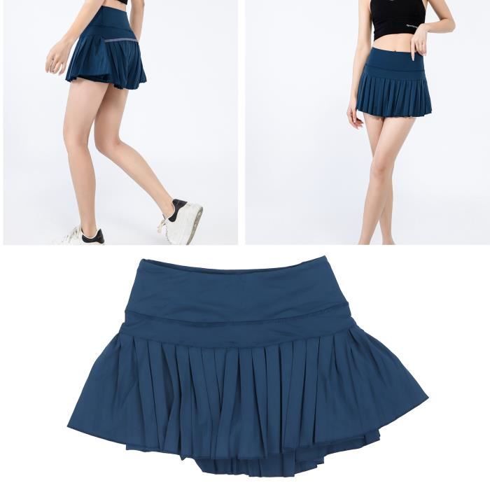 ThreeH Demi-Jupe De Sport Taille Haute Plissée Femme - Jupe Tennis Avec Short Séchage Rapide