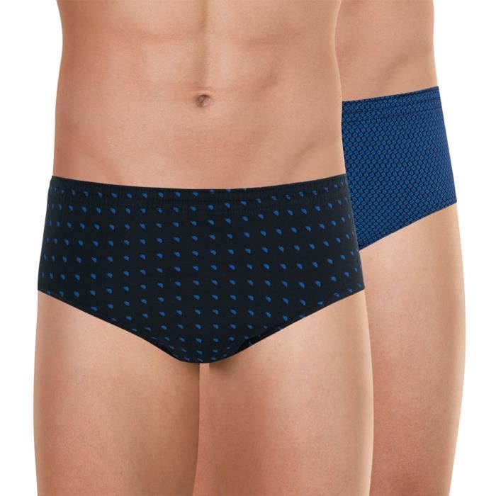 EMINENCE Lot de 2 slips taille haute Motif Noir HOMME Tassegrain café