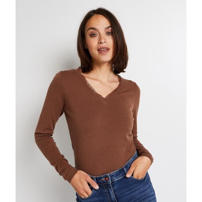 Pull femme marron glacé new arrivals