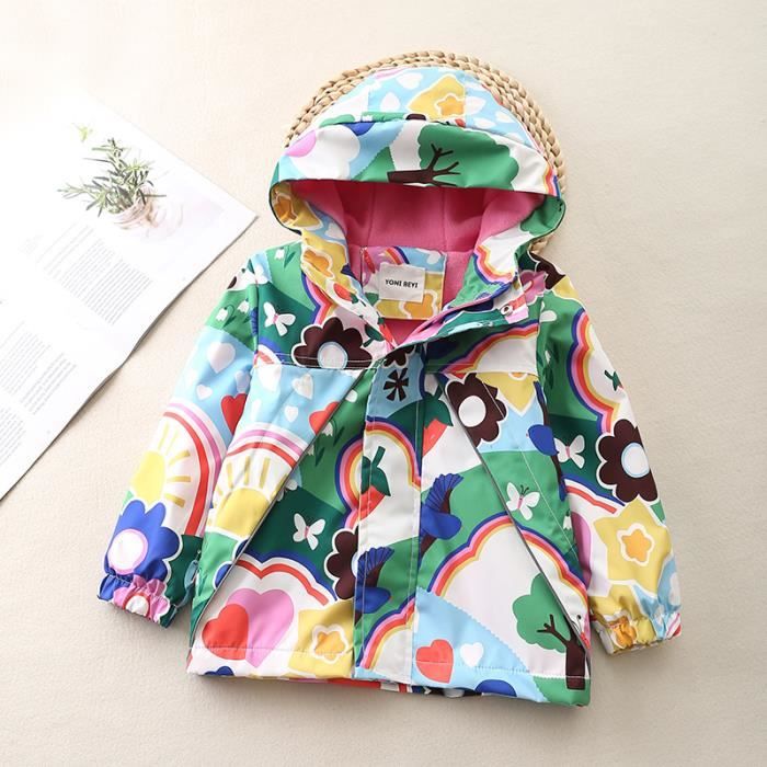 Veste Fille De 4 12 ans avec Capuche Manches Longues Imprime