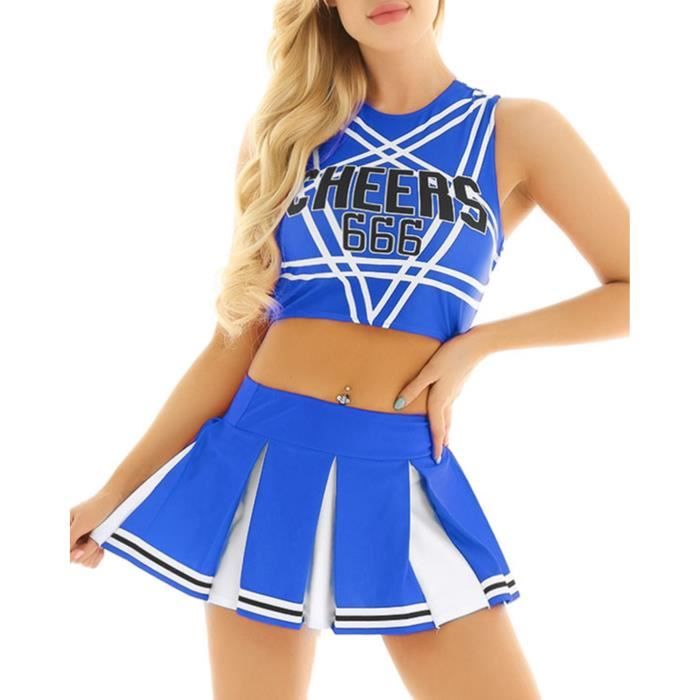 Iiniim Robe de Danse Costume CheerLeaders Femme Déguisement PomPom