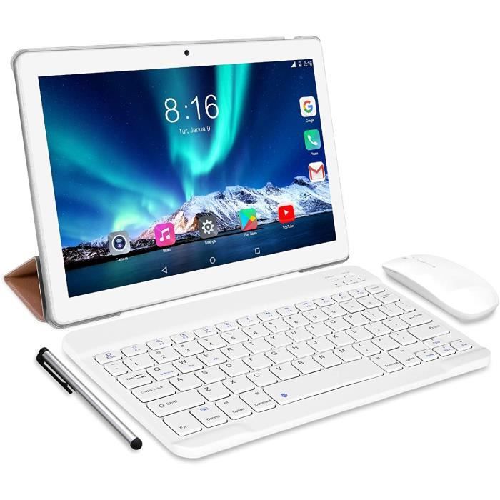 Tablette 10 Pouces 8 Core - TOSCiDO Android 10.0 Certifié par Google GMS 4G LTE Tablette Tactile,4 Go de RAM et 64 Go Rom,Dual