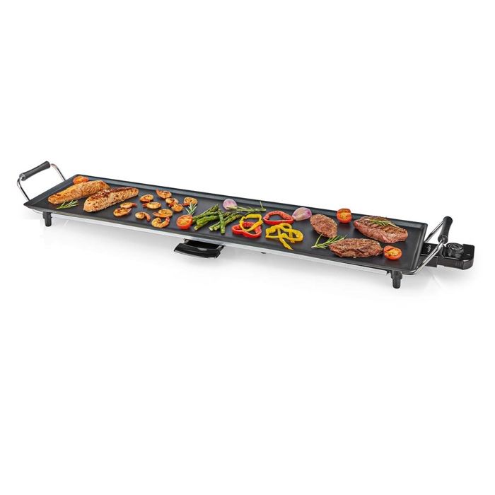 Plancha - NEDIS - FCTE110EBK90 - Thermostat réglable - Plateau récupérateur coulissant - Revêtement antiadhésif