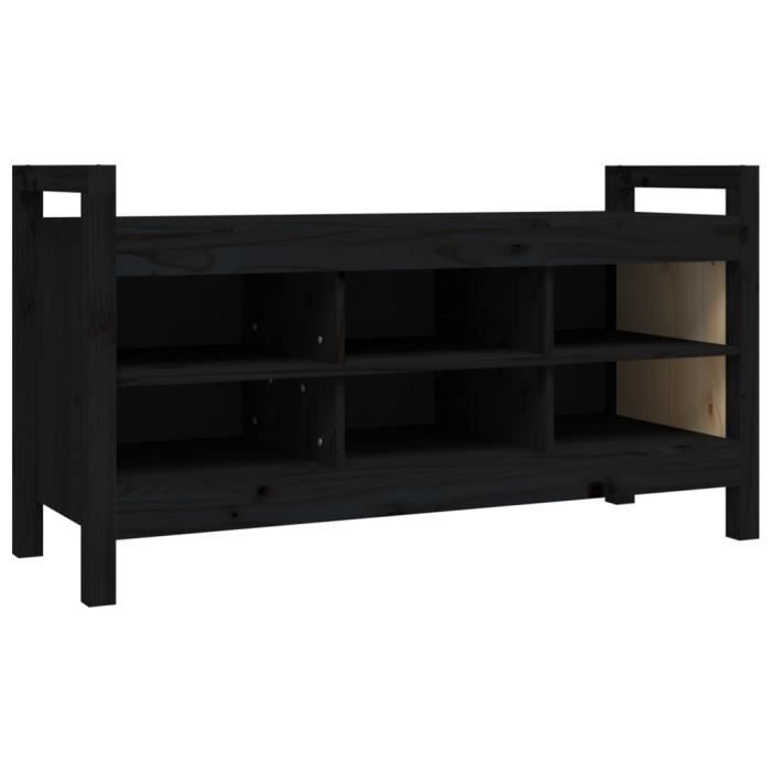 omabeta bancs coffres - banc d'entrée noir 110x40x60 cm bois de pin massif - meubles haut de gamme - m12319