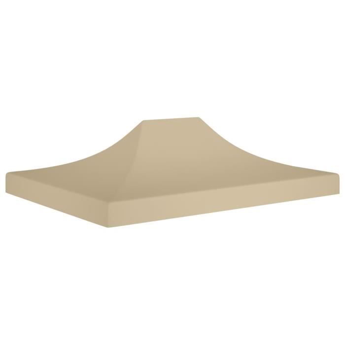 Toile De Toit De Rechange Pour Pavillon 3x3 M - Canvas 250g/m² Imperméable - Double Étage - Beige
