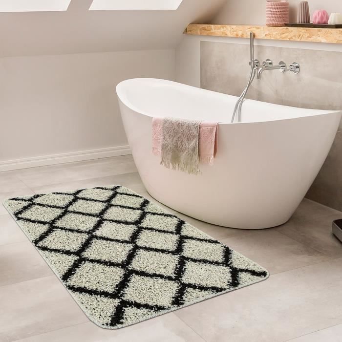 Tapis De Bain Moderne Design Losanges Poils Longs Tapis Salle De