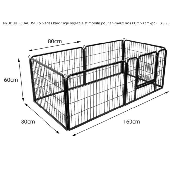 Comparer les prix de Cage pour chien - FASIKE - 80 x 60 cm - Intérieur - Carré - Noir