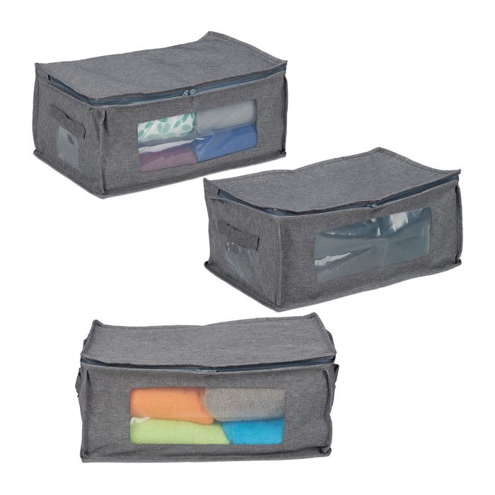 Boîte de rangement pliable avec grande fenêtre, poignées robustes, sac organisat