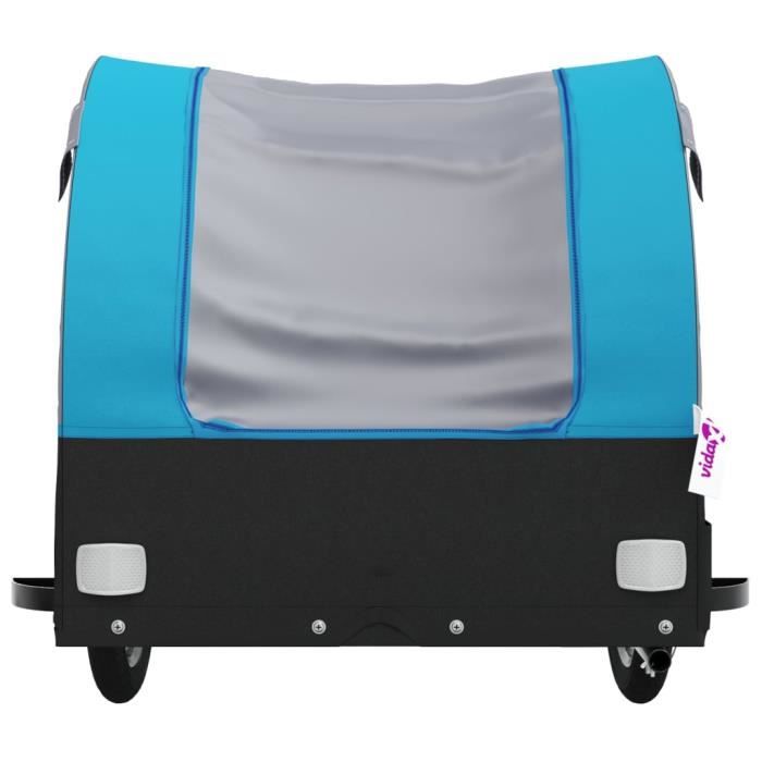 VidaXL Remorque Vélo Charge 30 Kg – Noir & Bleu, Fer Robuste Avec Drapeau Sécurité, Idéale Bagages & Courses
