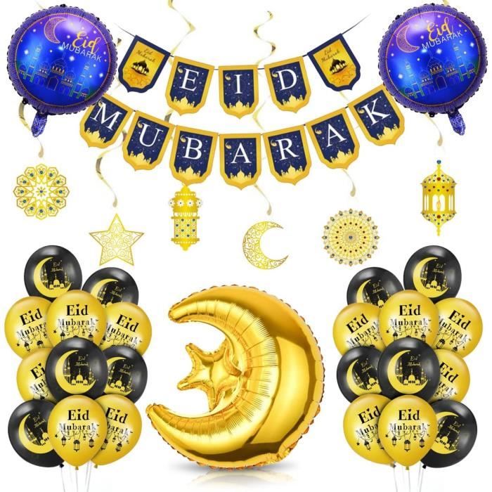 LVZONGXIN Décoration Ramadan Kareem (Arylc, Doré), Lune Et étoiles