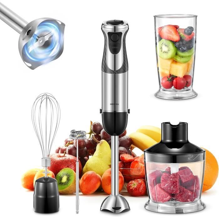 Mixeur Plongeant 5 En 1 – 1000W, 21 Vitesses + Mode Turbo – Accessoires : Bol Hachoir, Fouet, Batteur à Mousse – Sans BPA - 11