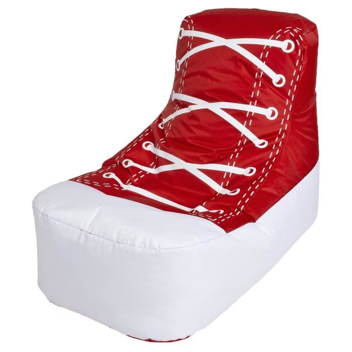 pouf enfant - sitting point - chuck rouge - plastique - résine - 105x60x70 cm