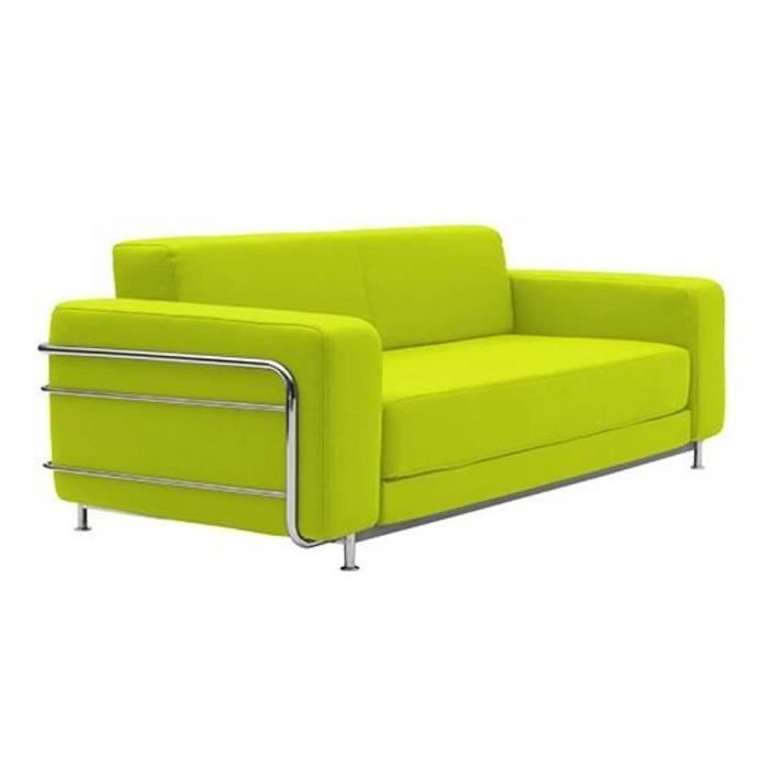 canape lit convertible design silver en tissu laine vert anis cadre metal chrome couchage 140 196cm softline vert inside75 cdiscount maison